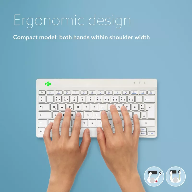 R-Go Tools Ergonomic keyboard R-Go Compact Break, compact keyboard with break software, QWERTZ (DE), Bluetooth, white
