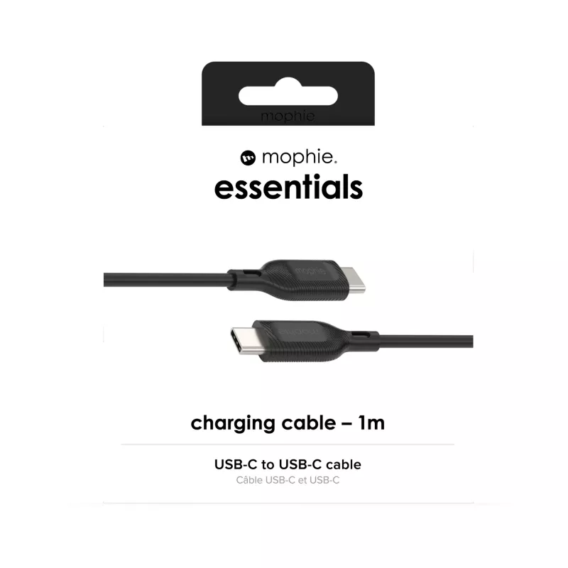 USB-C to USB-C charging cable 1 m — Zagg International mophie essentials, USB 2.0, Black