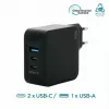 Ravanson Mobilis Charger 100W GaN 2×USB‑C + 1×USB‑A AC indoor — for laptop, smartphone, tablet — Black