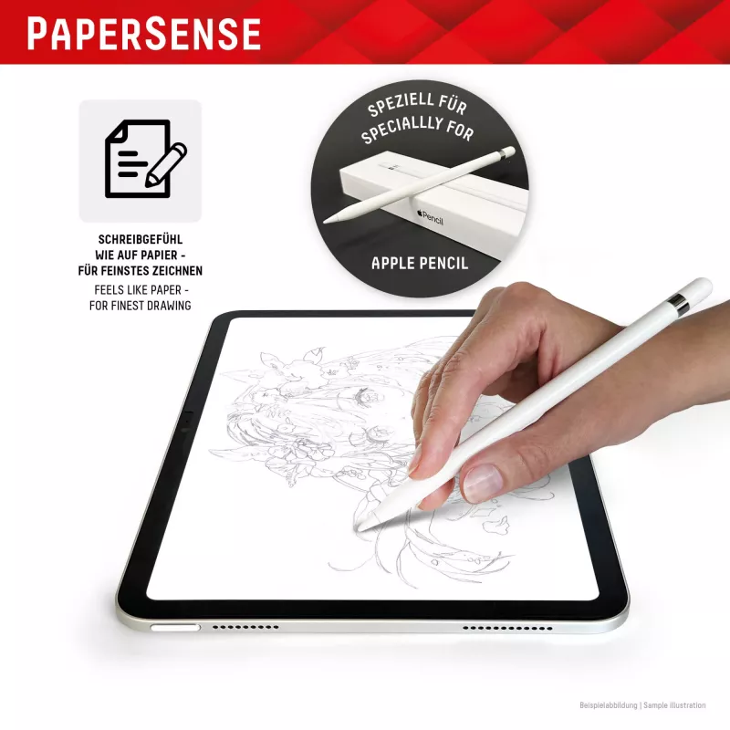 Displex TABLET PAPERSENSE for iPad Pro 11'' (1./2./3./4. Gen.)/Air (4./5. Gen.), removable writing or drawing film with Paper Feeling