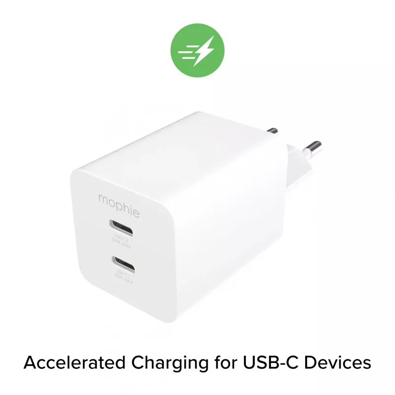 Power adapter Zagg 50W 2x USB-C White — Zagg mophie essentials