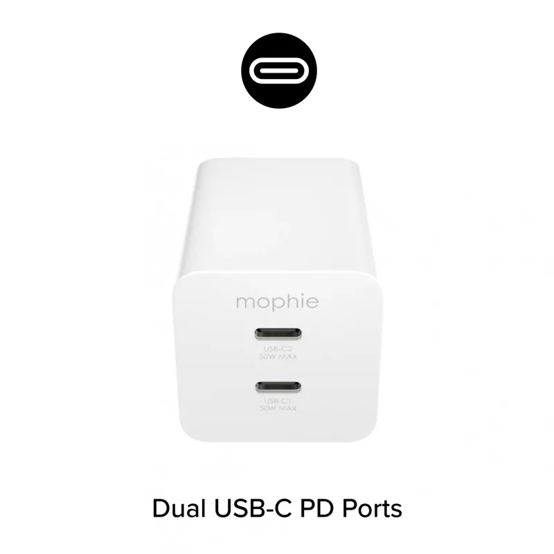 Power adapter Zagg 50W 2x USB-C White — Zagg mophie essentials