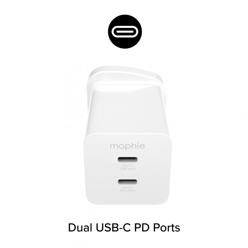 Power adapter Zagg 50W 2x USB-C White — Zagg mophie essentials