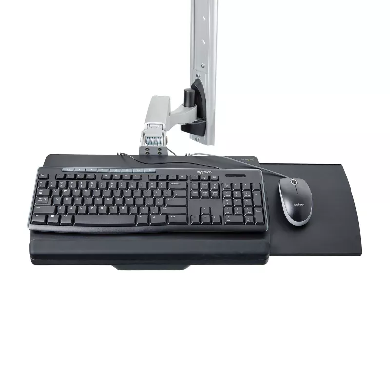 StarTech.com Wall Mount Workstation, VESA Mount For 32 inch Monitors (22lb/10kg), Fully Articulating Single Monitor Mount & Keyboard Tray w/Desktop Computer/PC Bracket, Standing Desk