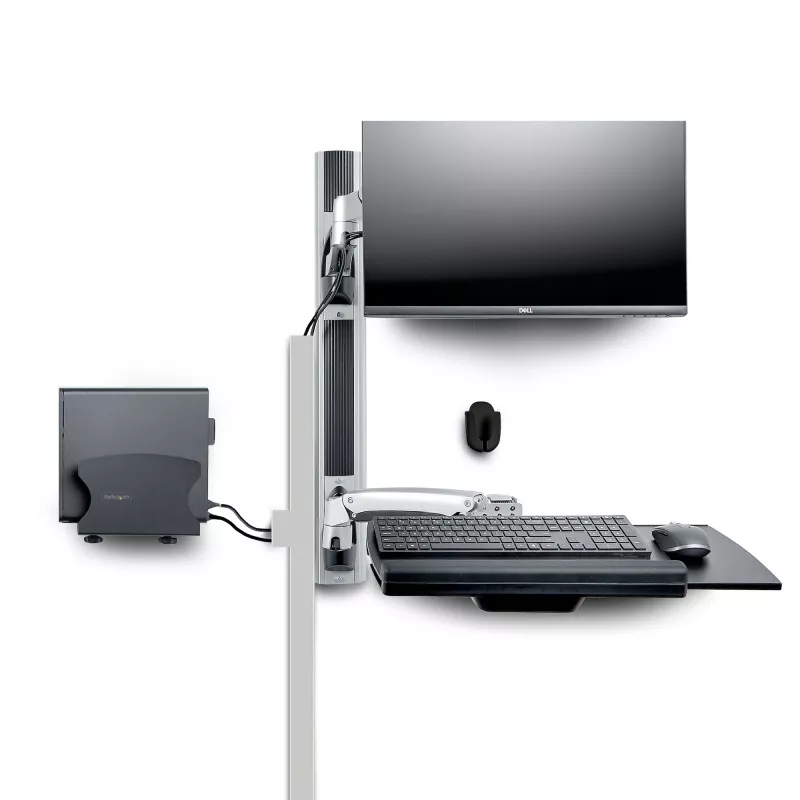 StarTech.com Wall Mount Workstation, VESA Mount For 32 inch Monitors (22lb/10kg), Fully Articulating Single Monitor Mount & Keyboard Tray w/Desktop Computer/PC Bracket, Standing Desk