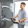 StarTech.com Wall Mount Workstation, VESA Mount For 32 inch Monitors (22lb/10kg), Fully Articulating Single Monitor Mount & Keyboard Tray w/Desktop Computer/PC Bracket, Standing Desk