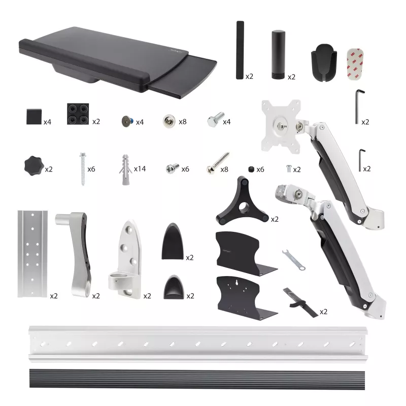 StarTech.com Wall Mount Workstation, VESA Mount For 32 inch Monitors (22lb/10kg), Fully Articulating Single Monitor Mount & Keyboard Tray w/Desktop Computer/PC Bracket, Standing Desk