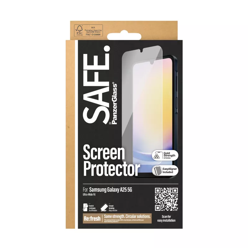 PanzerGlass SAFE. by ® Screen Protector Samsung Galaxy A25 5G | Ultra-Wide Fit w. EasyAligner