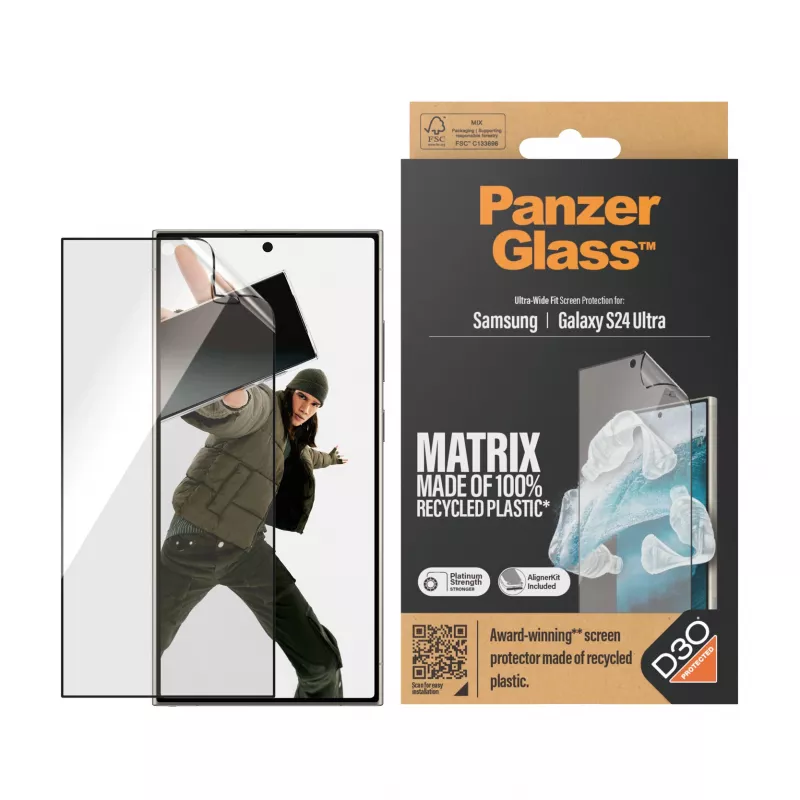 PanzerGlass ® ECO MATRIX Screen Protector with D3O® Samsung Galaxy S24 Ultra | Ultra-Wide Fit w. AlignerKit