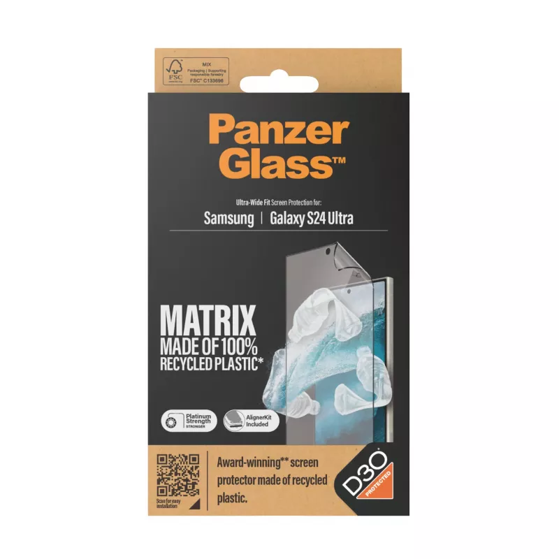 PanzerGlass ® ECO MATRIX Screen Protector with D3O® Samsung Galaxy S24 Ultra | Ultra-Wide Fit w. AlignerKit