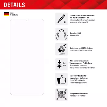 Displex Smart Glass (9H) for Xiaomi Redmi 13C, Mounting Sticker, unbreakable