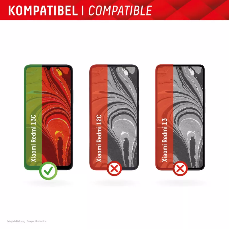 Displex Smart Glass (9H) for Xiaomi Redmi 13C, Mounting Sticker, unbreakable