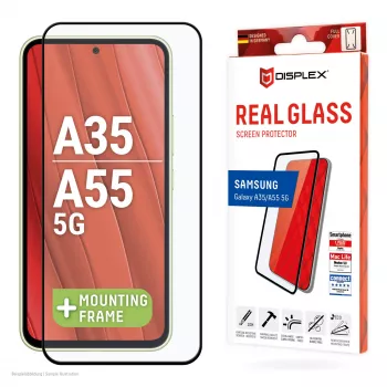 Displex Full Cover Screen Protector (10H) for Samsung Galaxy A35/A55 5G, Eco Mounting Frame, Full Cover