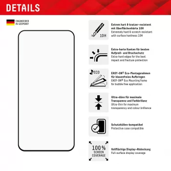 Displex Full Cover Screen Protector (10H) for Samsung Galaxy A35/A55 5G, Eco Mounting Frame, Full Cover