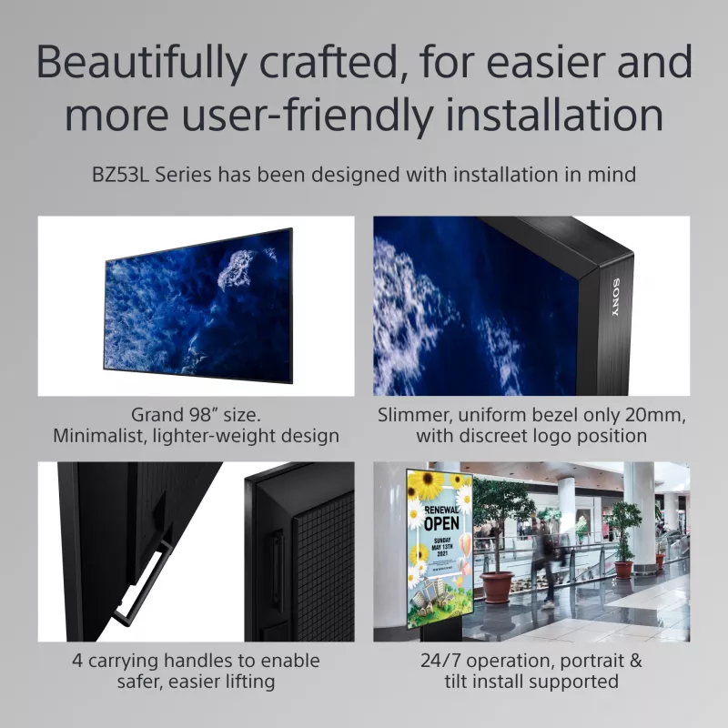 Sony BRAVIA FW-98BZ53L 4K HDR Full Array LED Professional display,780 cd/m2, Deep Black Non-Glare 47% Haze, 24/7 & 5 years PrimeSupport