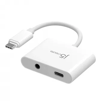 j5create JCA122 USB-C® to 3.5mm Audio Adapter with Power Delivery, Black