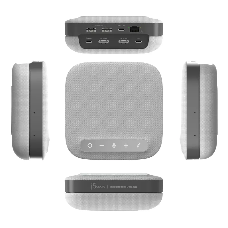 j5create JCDS337 USB-C® Dual 4K Speakerphone Dock Pro, Black