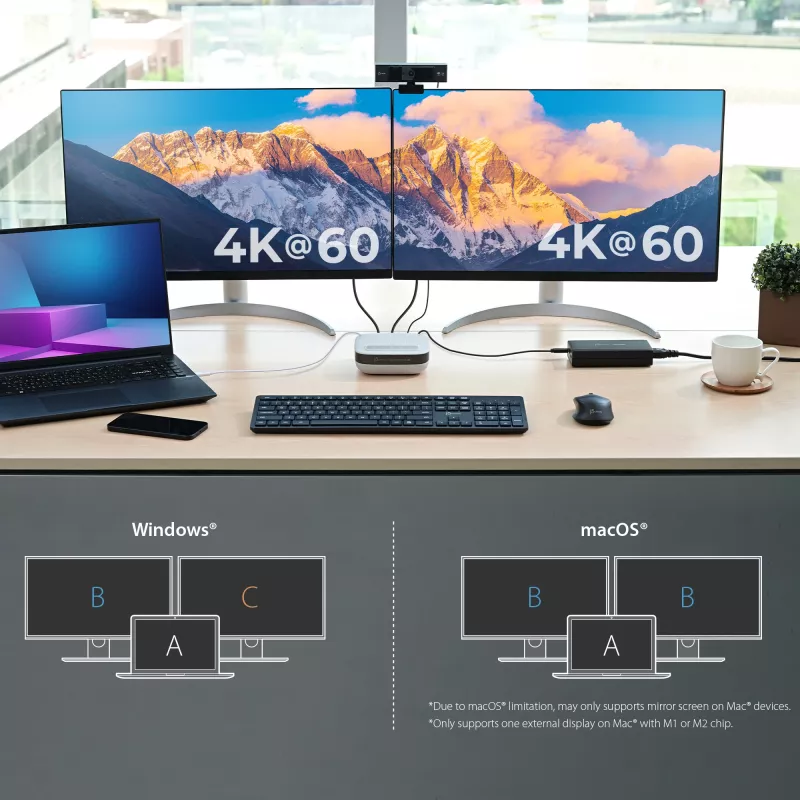 j5create JCDS337 USB-C® Dual 4K Speakerphone Dock Pro, Black