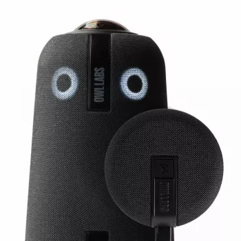 Owl Labs Meeting Owl 4+ and Expansion Mic for Meeting Owl 4+ - Extend Audio Reach in Larger Spaces by 8 feet (2.5 Meters) in the Direction of the Mic.