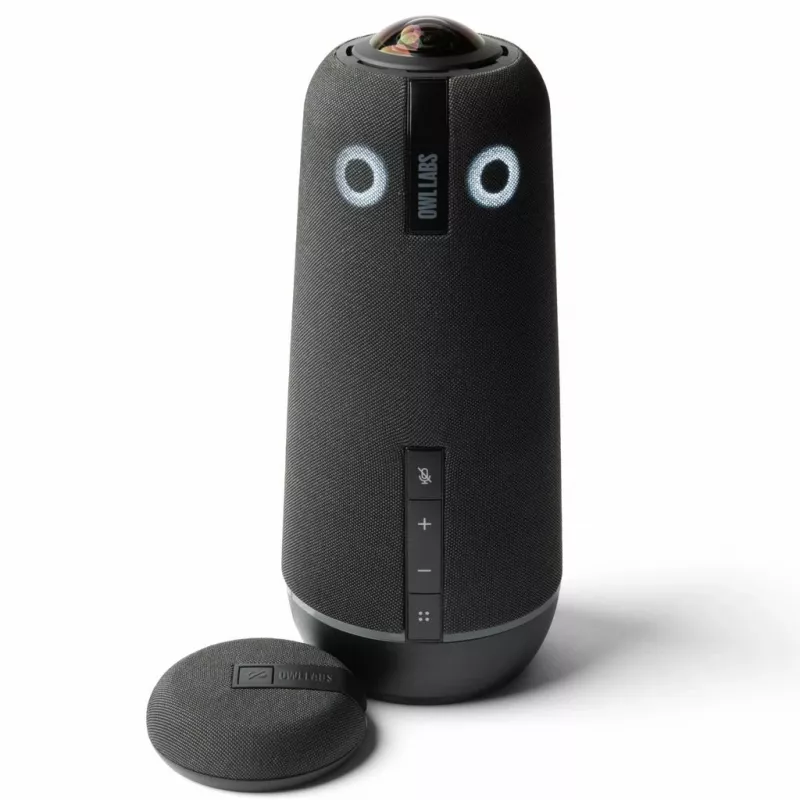 Owl Labs Meeting Owl 4+ and Expansion Mic for Meeting Owl 4+ - Extend Audio Reach in Larger Spaces by 8 feet (2.5 Meters) in the Direction of the Mic.