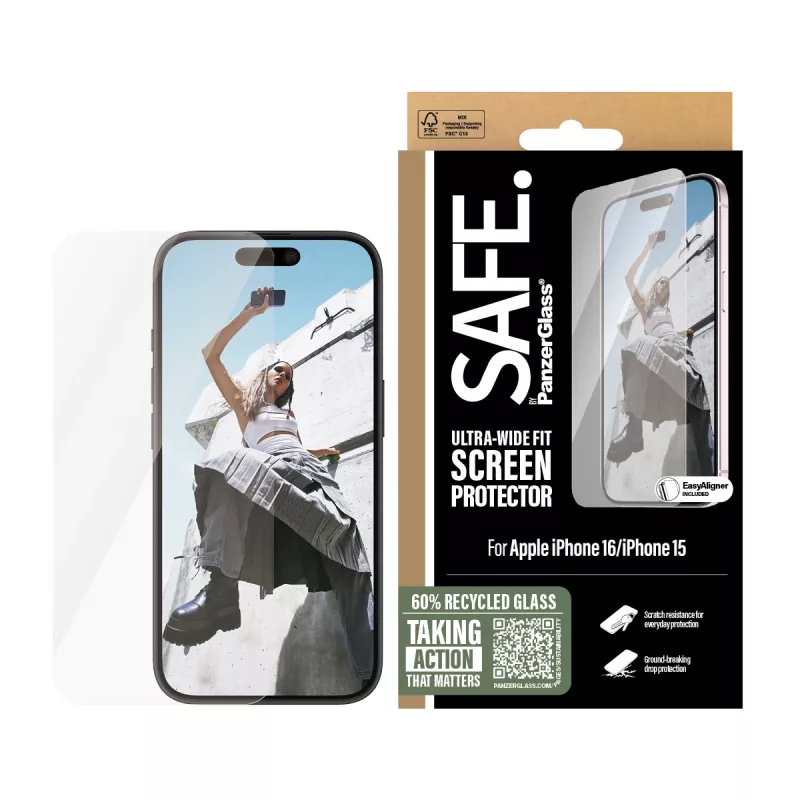 PanzerGlass SAFE. by ® Screen Protector iPhone '24 6.1 inch | Ultra-Wide Fit