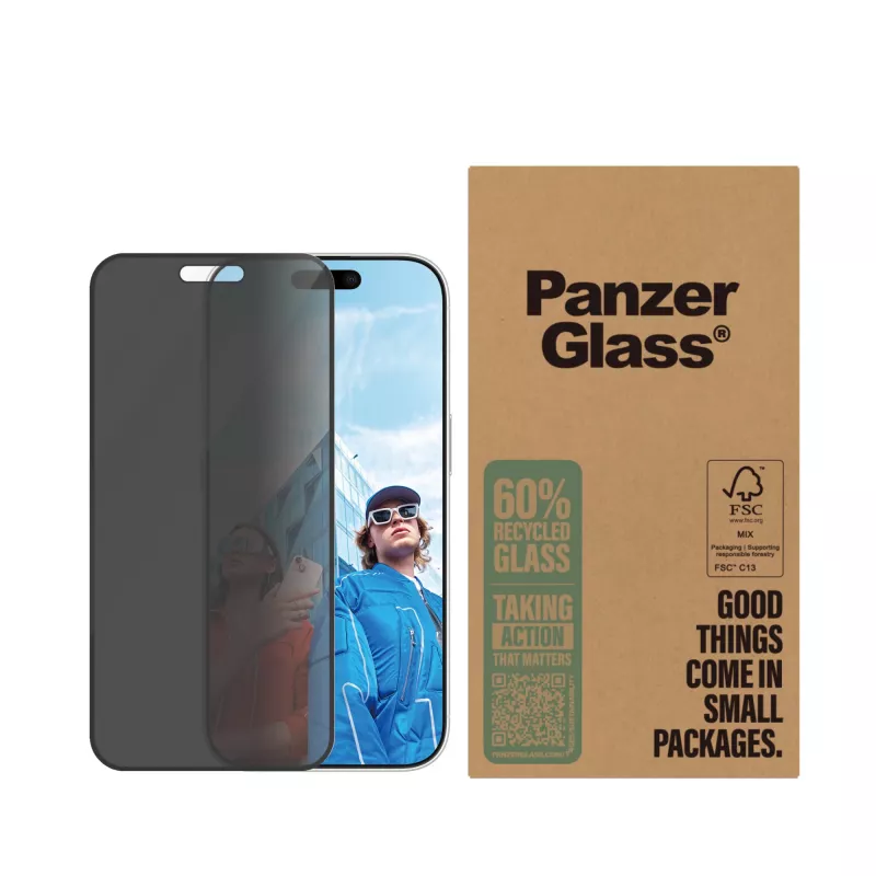 PanzerGlass Privacy Screen Protector iPhone 16 Pro Ultra-Wide Fit Scratch Shock Resistant