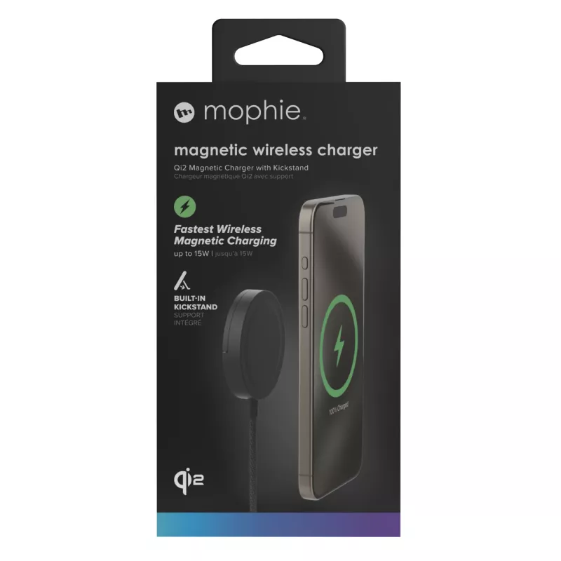 mophie Qi2 Magnetic Charger Smartphone Black USB Wireless charging Fast charging Indoor