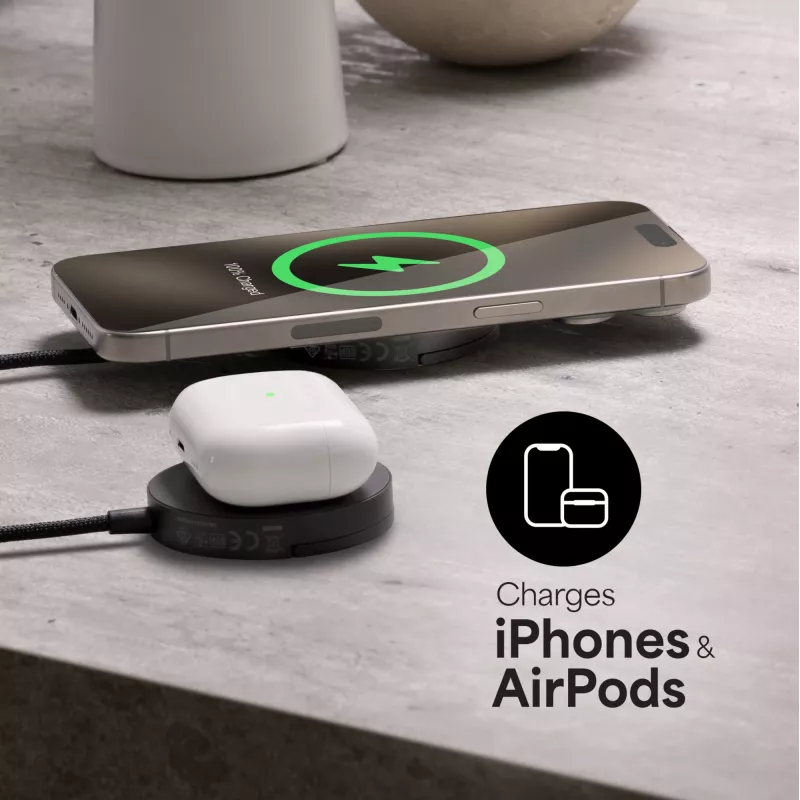 mophie Qi2 Magnetic Charger Smartphone Black USB Wireless charging Fast charging Indoor