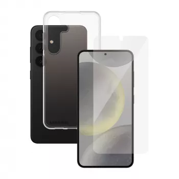 Screen protector 2-in-1 bundle PanzerGlass SAFE. for Samsung Galaxy S24 — tempered glass + TPU back, transparent, 50 pcs