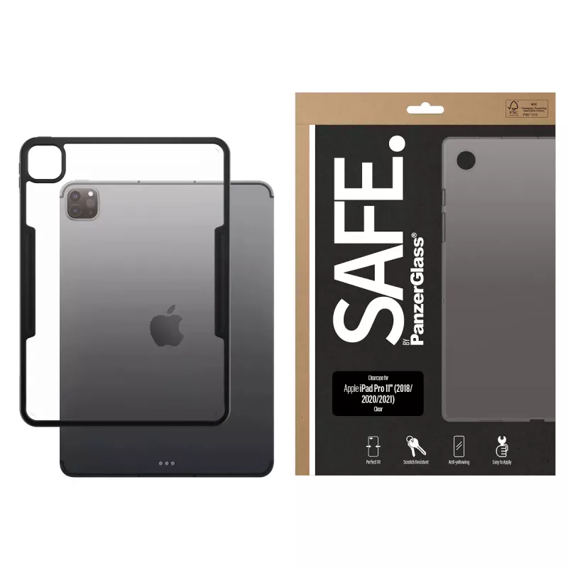 Clear TPU Cover Case PanzerGlass SAFE for Apple iPad Pro 11 inch (2018, 2020, 2021, 2022, 2024) Transparent
