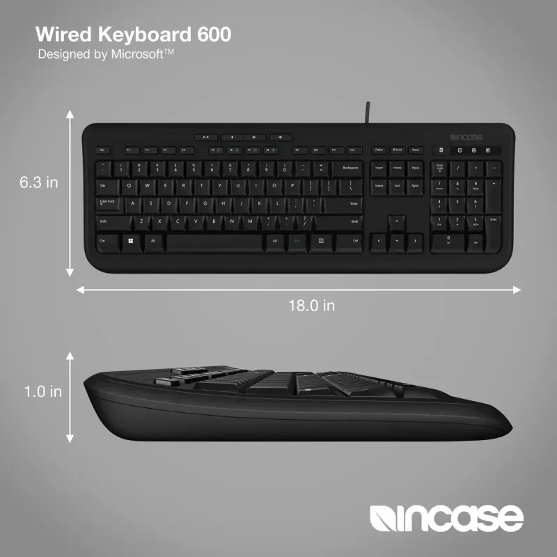 Wired Full-size Keyboard Incase Designed by Microsoft Wired 600 — USB, QWERTY, UK English, Black