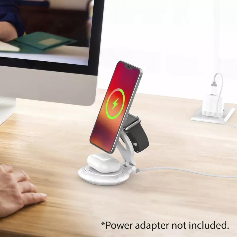 j5create Qi2 3-in-1 Magnetic Foldable Wireless Charging Station Indoor USB Smartwatch Headphones Smartphone