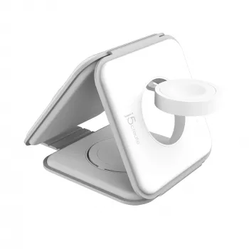 j5create Qi2 3-in-1 Magnetic Travel Wireless Charging Station Indoor USB Fast Charging White