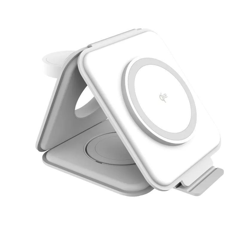 j5create Qi2 3-in-1 Magnetic Travel Wireless Charging Station Indoor USB Fast Charging White