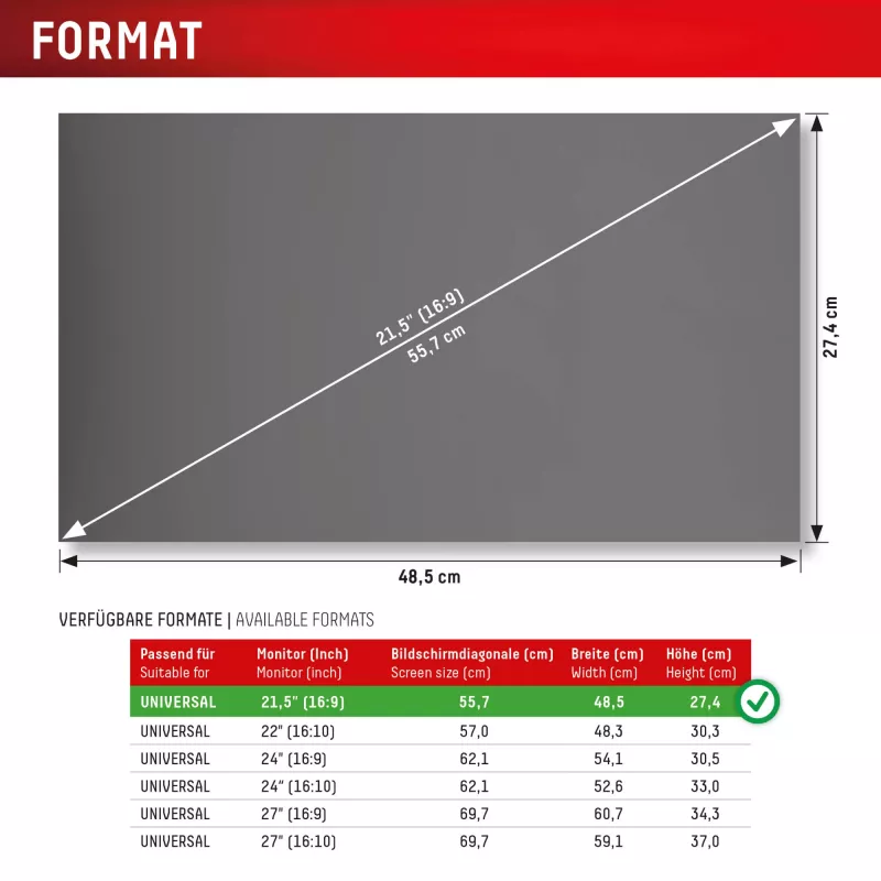 2-way privacy filter Displex PRIVACY SAFE 21.5 inch 16:9 glossy/matt