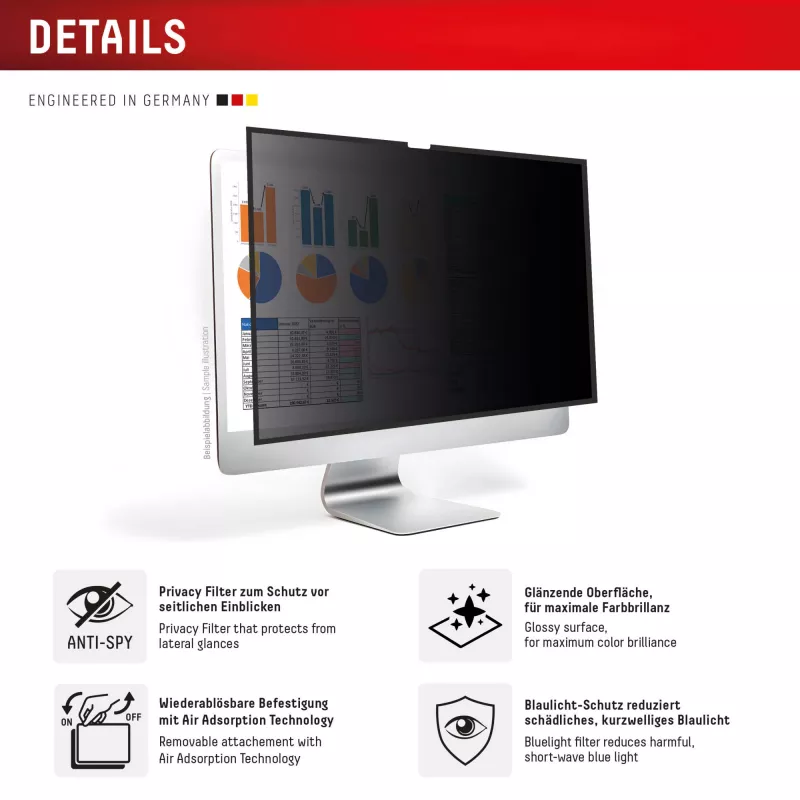 Displex PRIVACY SAFE removable 2-way privacy filter for iMac 24 inch M1 (2021)/ M3 (2023)/ M4 (2024)