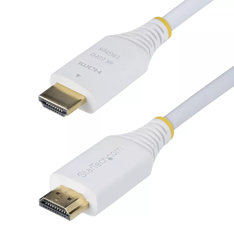 StarTech.com 6ft (1.8m) Premium Certified High Speed HDMI Cable, 4K 60Hz/1440p 144Hz, HDR10/HDCP 2.2/ARC, 18Gbps, UHD HDMI 2.0 Cord for TV/Monitor/Display, TPE Jacket, White