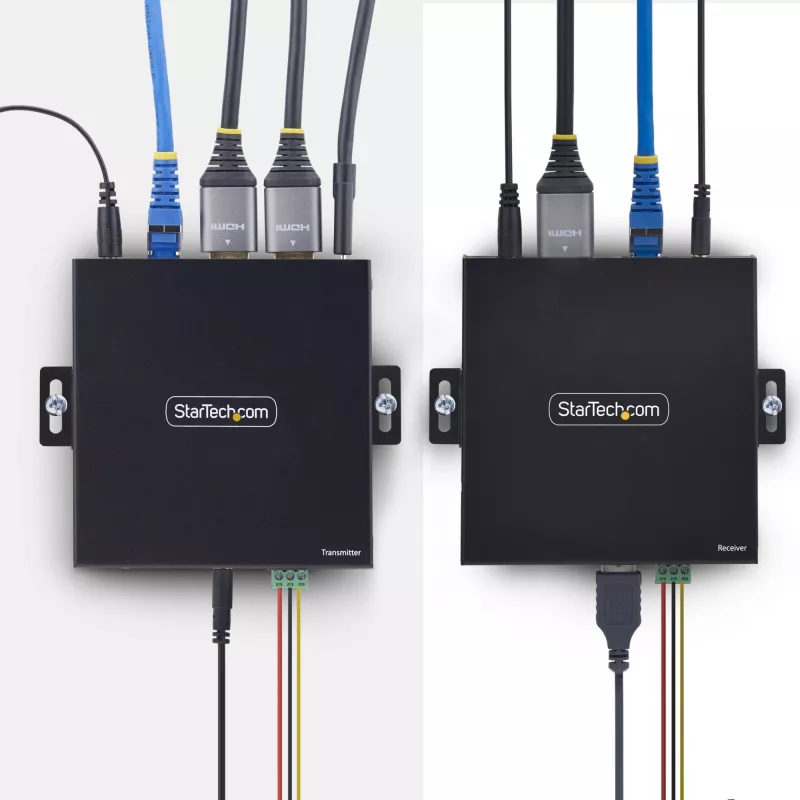 StarTech.com HDMI KVM Extender Over IP Network, 4K 60Hz, Driverless, HDMI and USB Over Ethernet/CAT6, AVoIP, Transmitter and Receiver Kit, Includes Mounting Kits