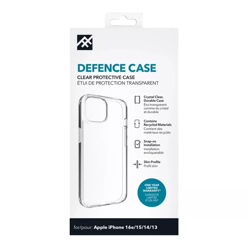 IFROGZ Defence Case iPhone 17e/16e/15/14/13 Clear, Cover, Apple, iPhone 17e/16e/15/14/13, 15.5 cm (6.1 inch), Transparent