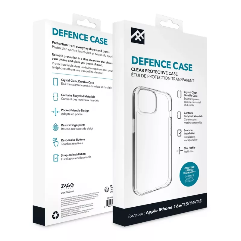 IFROGZ Defence Case iPhone 17e/16e/15/14/13 Clear, Cover, Apple, iPhone 17e/16e/15/14/13, 15.5 cm (6.1 inch), Transparent