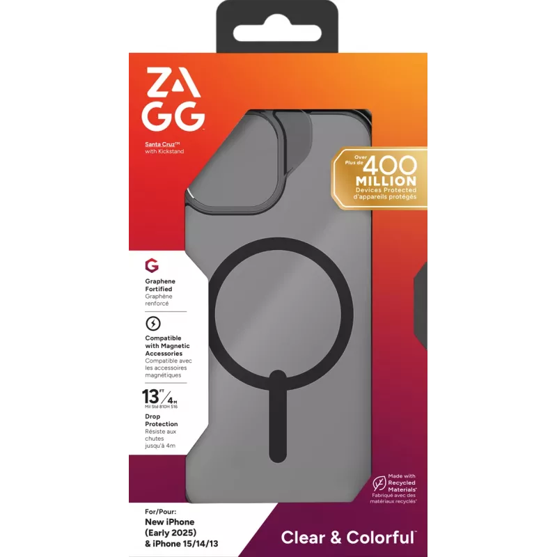 ZAGG Santa Cruz Snap Case iPhone 17e/16e/15/14/13 Black, Cover, Apple, iPhone 17e/16e/15/14/13, 15.5 cm (6.1 inch), Black