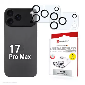 Displex Full Cover Camera Lens Glass iPhone 17 Pro Max, 10H, Full Camera Protector, Quick Mount, 2-Pack