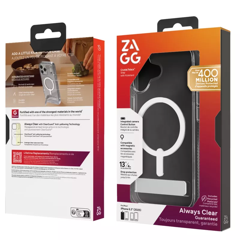 Cover ZAGG Crystal Palace Snap Kickstand Case for Apple iPhone 17 Transparent