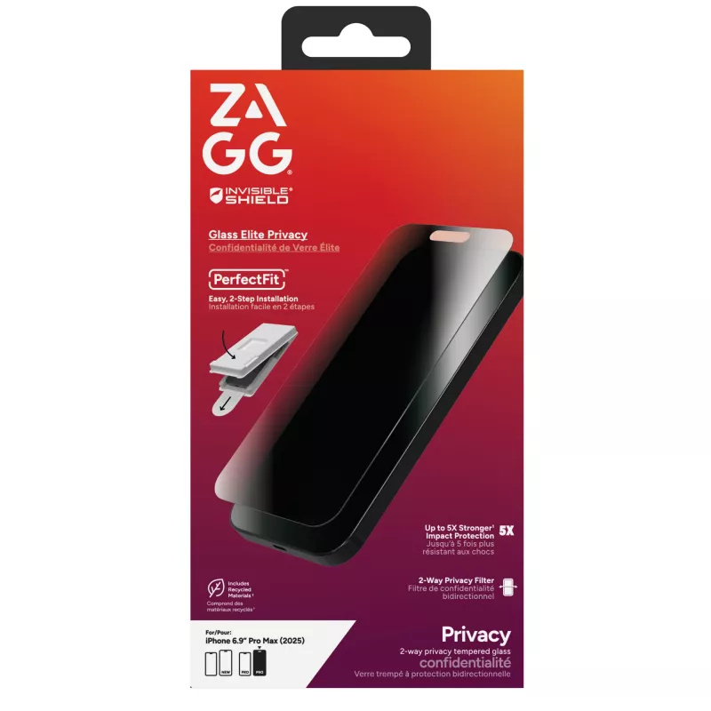 InvisibleShield Glass Elite Privacy Screen Protector For Apple iPhone 17 Pro Max