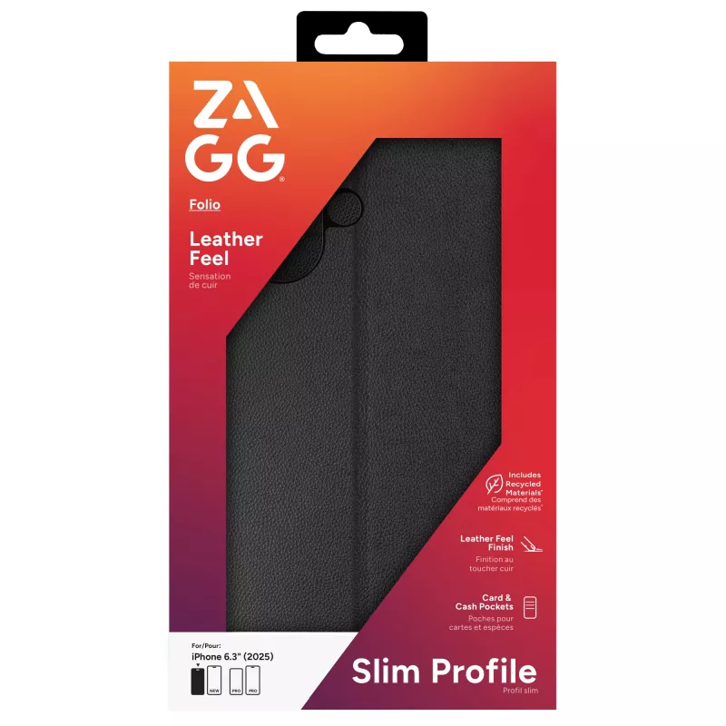 ZAGG Folio Case For Apple iPhone 17 Black, Folio, Apple, iPhone 17, 16 cm (6.3 inch), Black