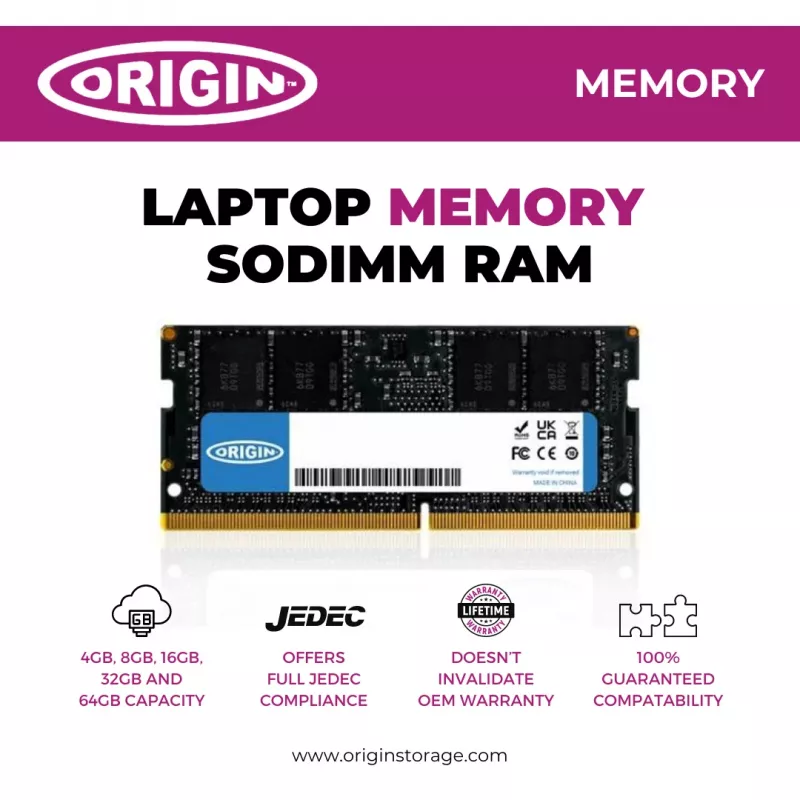 Origin Storage 16GB DDR4 2666MHz SODIMM 2Rx8 Non-ECC 1.2V, 16 GB, 1 x 16 GB, DDR4, 2666 MHz, 260-pin SO-DIMM