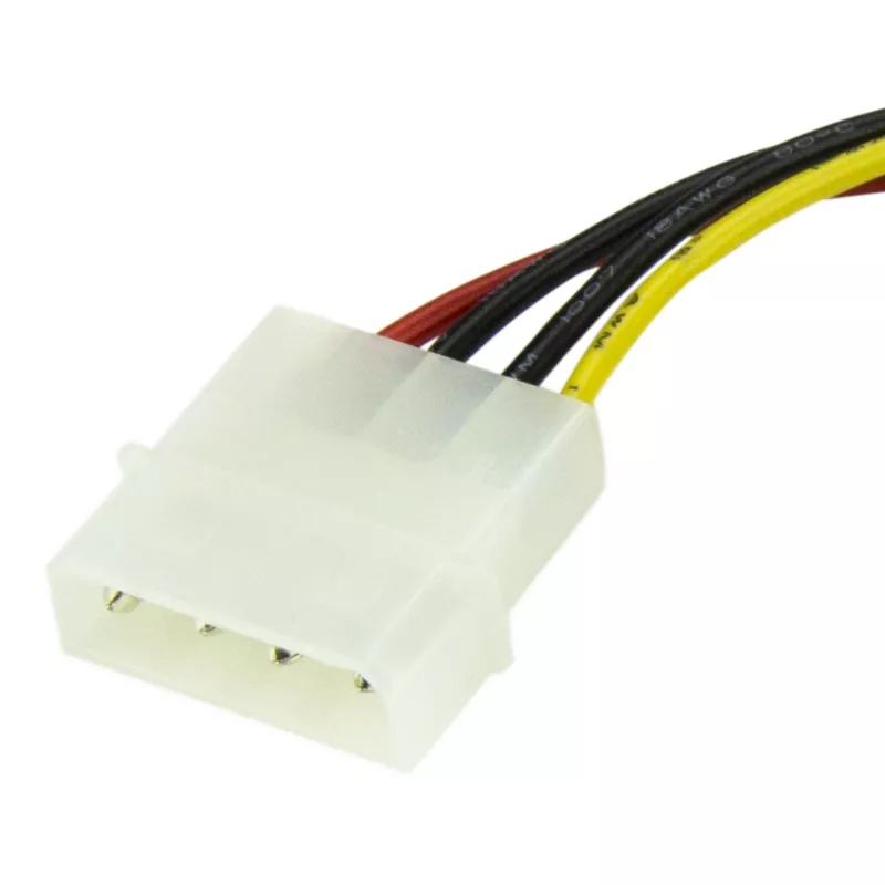StarTech.com 6in 4 Pin LP4 to SATA Power Cable Adapter, Molex (4-pin), SATA 15-pin, 0.152 m, Male, Straight, Straight