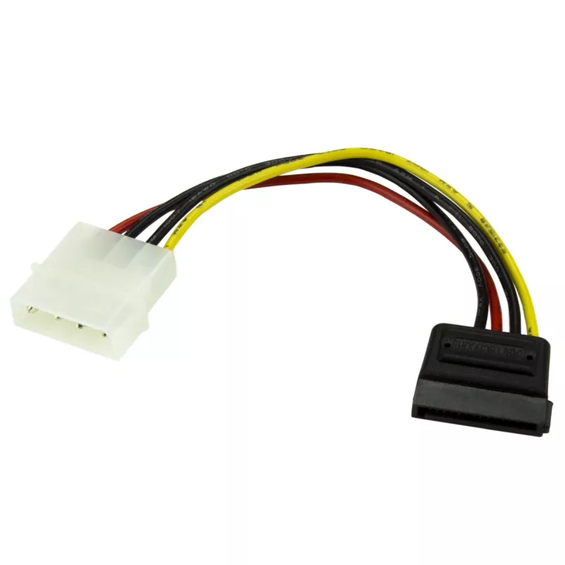 StarTech.com 6in 4 Pin LP4 to SATA Power Cable Adapter, Molex (4-pin), SATA 15-pin, 0.152 m, Male, Straight, Straight