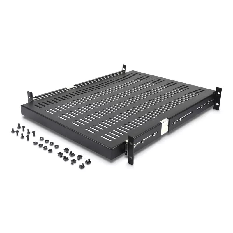 StarTech.com 2U Sliding Server Rack Mount Shelf - 20 to 30in Adjustable Mounting Depth - Vented - 50lb - Heavy Duty Universal 19” Rack Shelf for Equipment Rack - 24in Deep