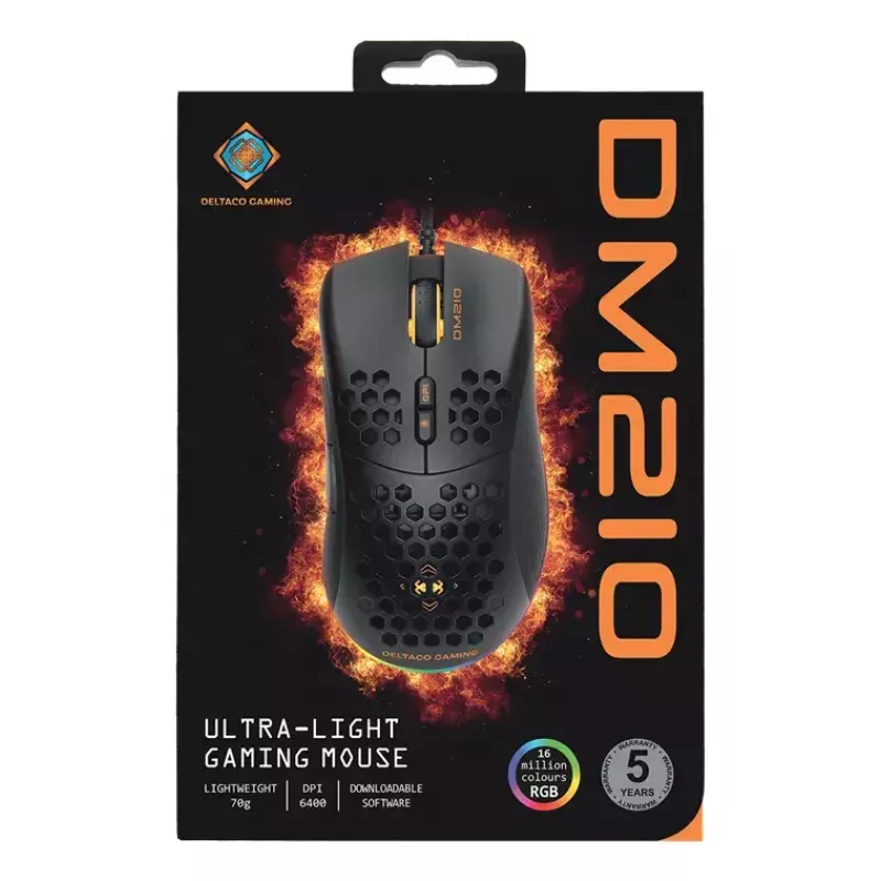 Gaming Mouse Deltaco DM210 Wired Ultrathin RGB Black
